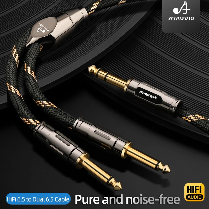 HiFi 6.5mm to Dual 6.5mm Audio Cable Pure Copper Double Shield 1/4 Inch 6.5mm TRS to Dual 6.5mm TS Aduio Wire for Mixer Speaker