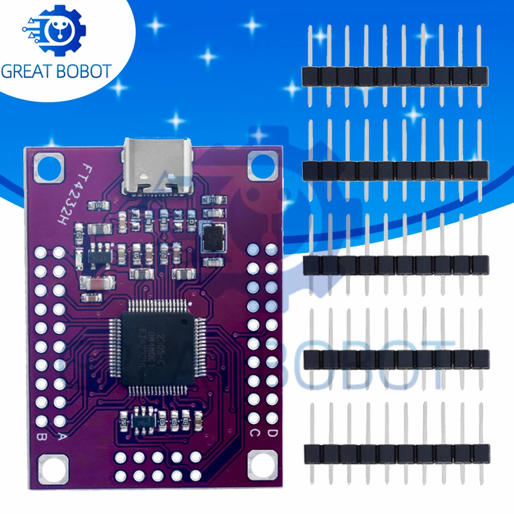 FT4232HL 4-Channel Type-C Multi-interface Module, UART/SPI/I2C/JTAG/RS232/RS485/RS422