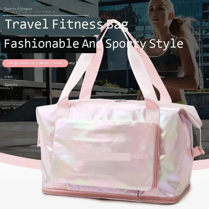 Bright sports and fitness foldable large capacity travel trendy luggage storage yoga bag