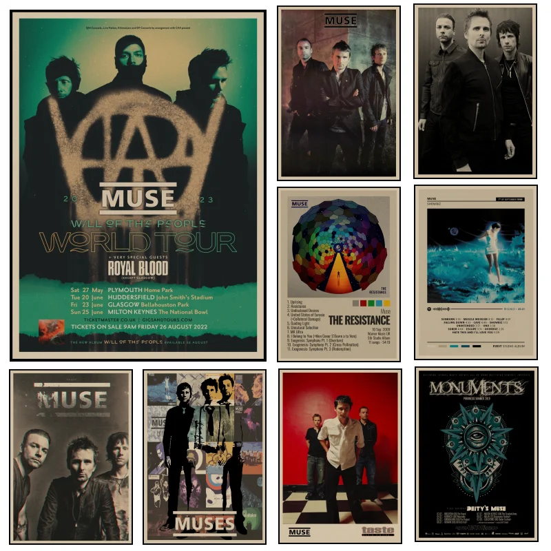 Muse Rock Poster Vintage Retro Poster Kraft Paper Decorative Art Wall Sticker