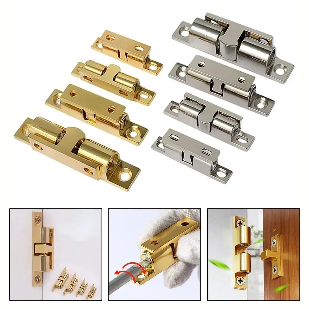 1Pcs Closet Tension Latch Bead Lock Brass Copper Double Spring Steel Ball Door Bumper Damper Buffer Hardware Fittings Door Catch