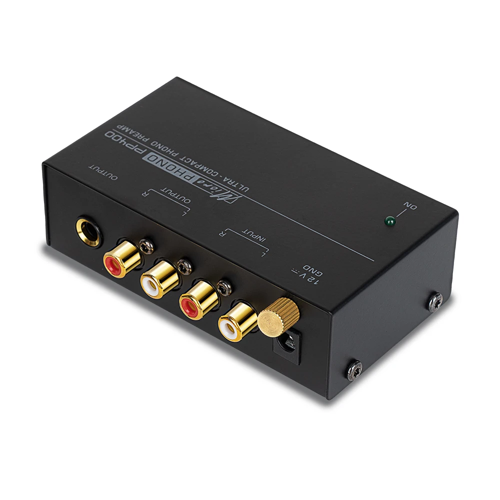 Preamplifier Phono Preamp Ultra-Compact Audio Amplifier with Level Volume Control Turntable Input RCA Output 1/4'' TRS Output