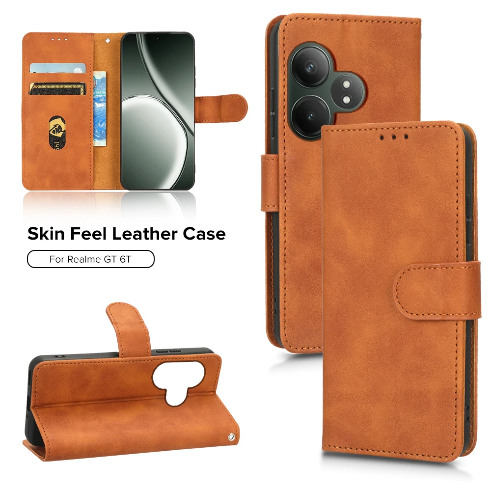 Card Slot Holder Wallet Leather Flip Case For RealmeGT6T Realme GT6T GT6 Realmi GT 6T 6 T T6 Neo6 SE Magnetic Stand Book Coque