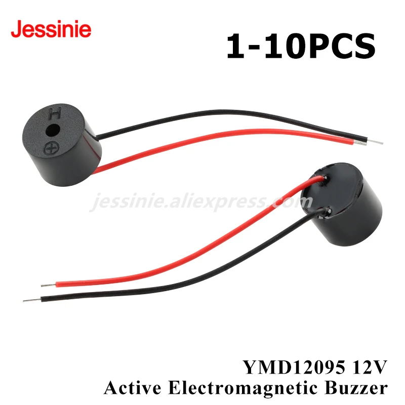 1Pc-100PCS 12095 Integrated Active Electromagnetic ST 12*9.5mm DC 12V Buzzer YMD12095 Wired for Electric Vehicles/Turn Signals