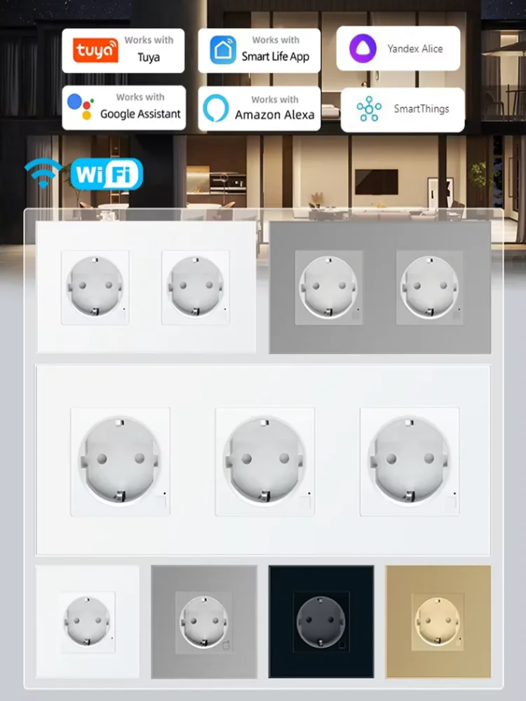 LOUSYGEN Wifi Smart Sockets Type-c USB Double Triple Socket Fast Charging Timing Function EU Socket Tuya Alice Alexa Wall Socket