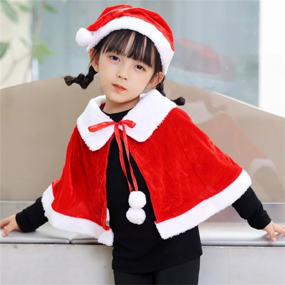 

Christmas Shawl for Children and Adults, Pets Mrs Santa Claus Xmas Red Velvet Cape Halloween Xmas Party Costume Masquerade Cape
