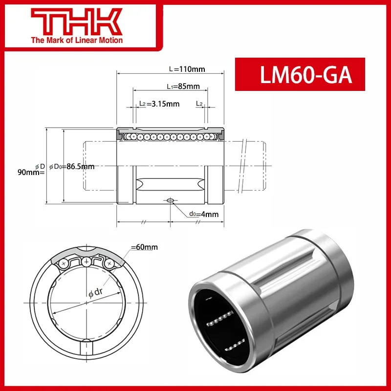 Original New THK linear bushing LM LM60-GA LM60GA linear bearing