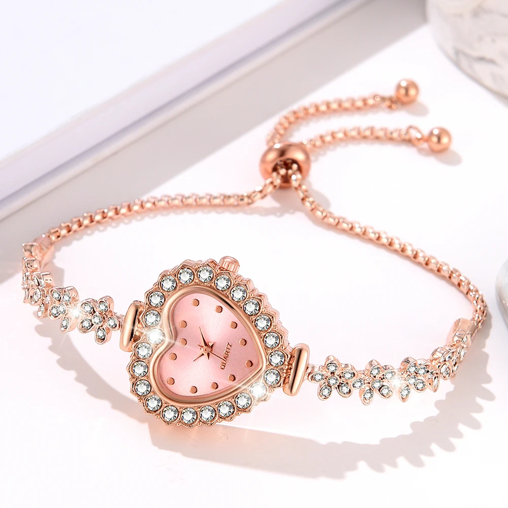 6pcs/set Women's Shiny Rhinestone Butterfly Quartz Watch And Jewelry Set - Perfect Gift for Mom