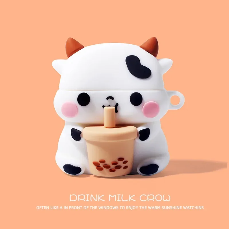 

for Airpods Pro2 Pro Case Cute Milk Tea Cow Design Silicone Earphone for Airpods 1 2 3rd Shockproof Wireless Earphone Protector