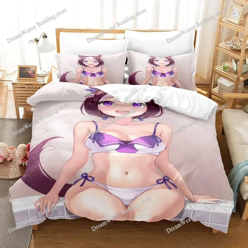 

Kawaii Pretty Derby Bedding Set Single Twin Full Queen King Size Bed Set Adult Kid Bedroom Duvet Cover Sets 3D Print Anime Bed96
