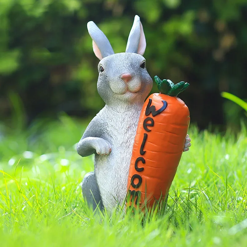 

Пасторальное моделирование, скульптура кролика из смолы, украшения для уличного двора, микропейзажные фигурки, аксессуары для украшения сада