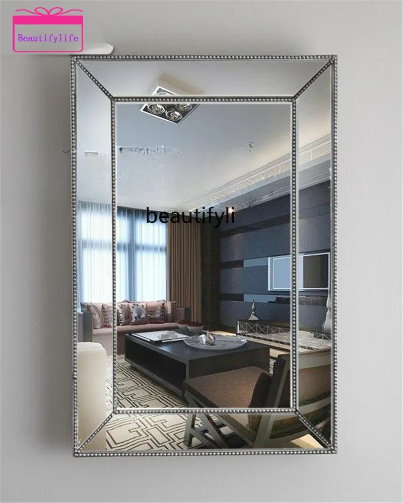

YL Simple square bathroom mirror, foyer living room decoration, bathroom wash mirror, wall-mounted vanity mirror