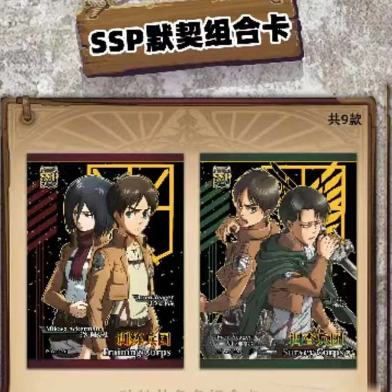 Attack On Titan Collection Cards Gift Box New Metal Ssr Sp Anime Acg Character Party Games Trading Cards