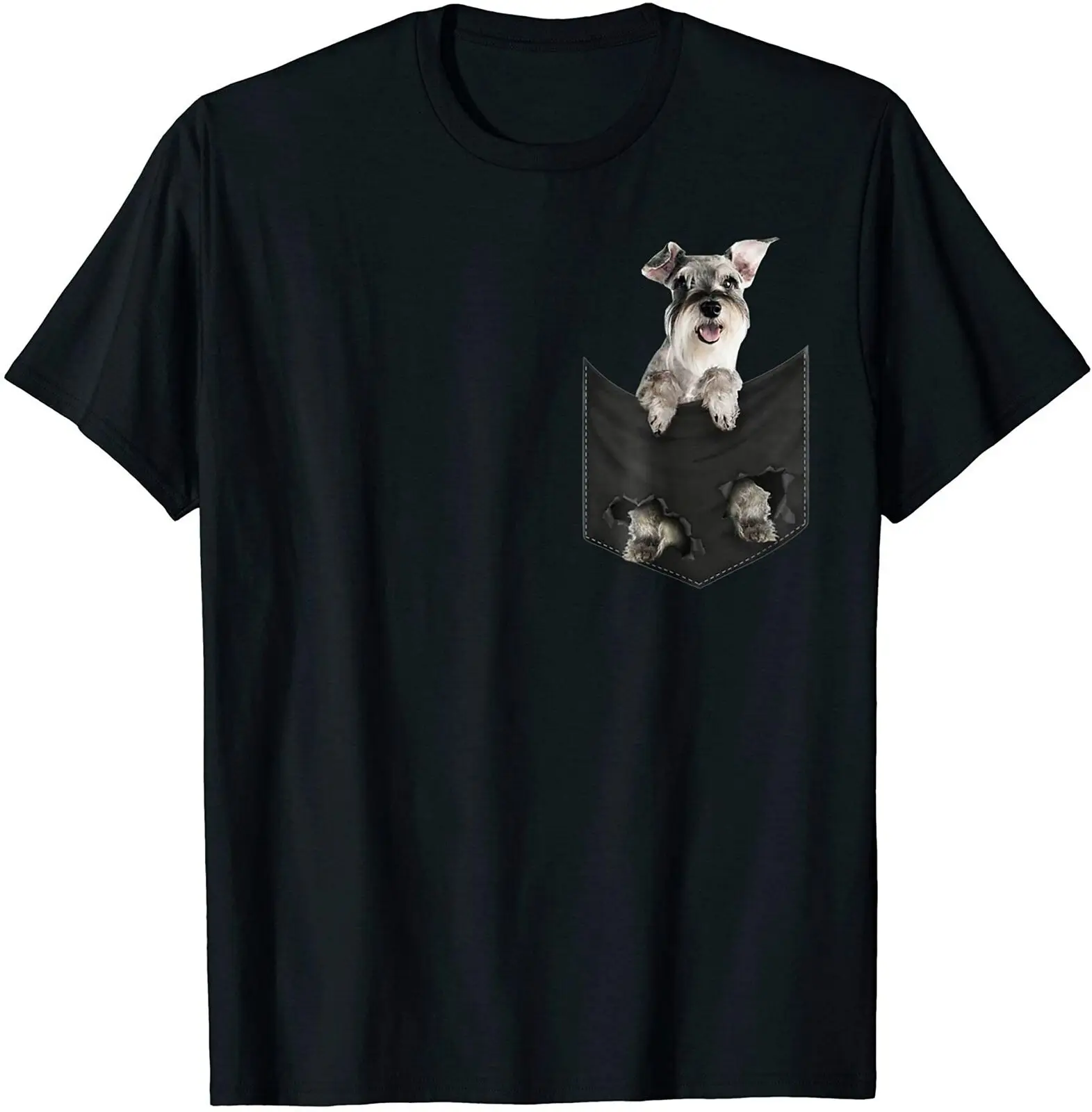 

Funny Schnauzer In Your Pocket T Shirt. Short Sleeve 100% Cotton Casual T-shirts Loose Top Size S-3XL Dog Lovers Gift