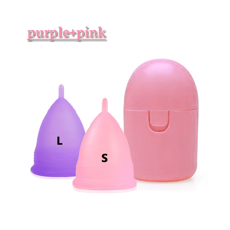 

2Pcs Silicone Menstrual cup+1pc Storage box Women Menstrual Bowl Reusable Vaginal Cup Collect Menstruation for Female Period