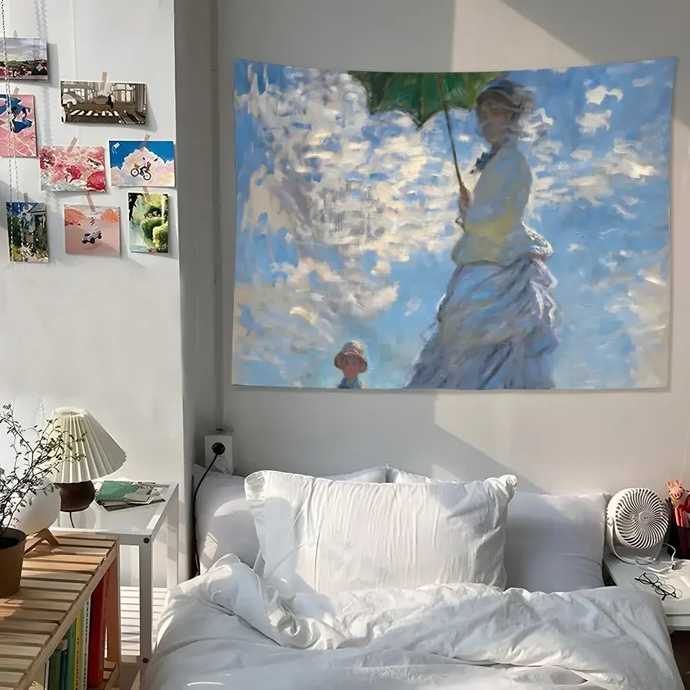 French Art Painter Oscar Claude Monet Tapestry Aesthetic Room Decor Lightweight Durable Wall Art with Fine Workmanship