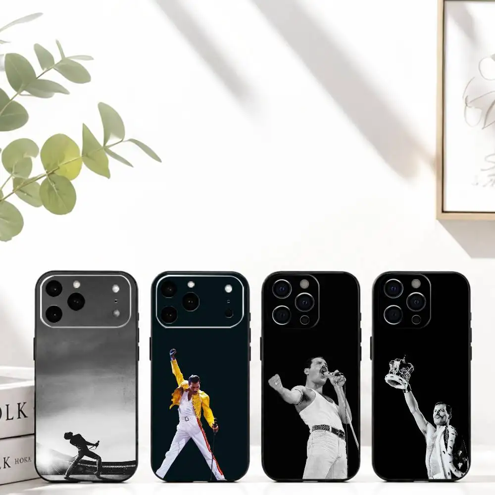 

R-Rock vocalist Freddie Mercury Phone Case For iPhone 17, 16,15,14,13,12,11 Plus,Pro Max, Others Soft Black Cover