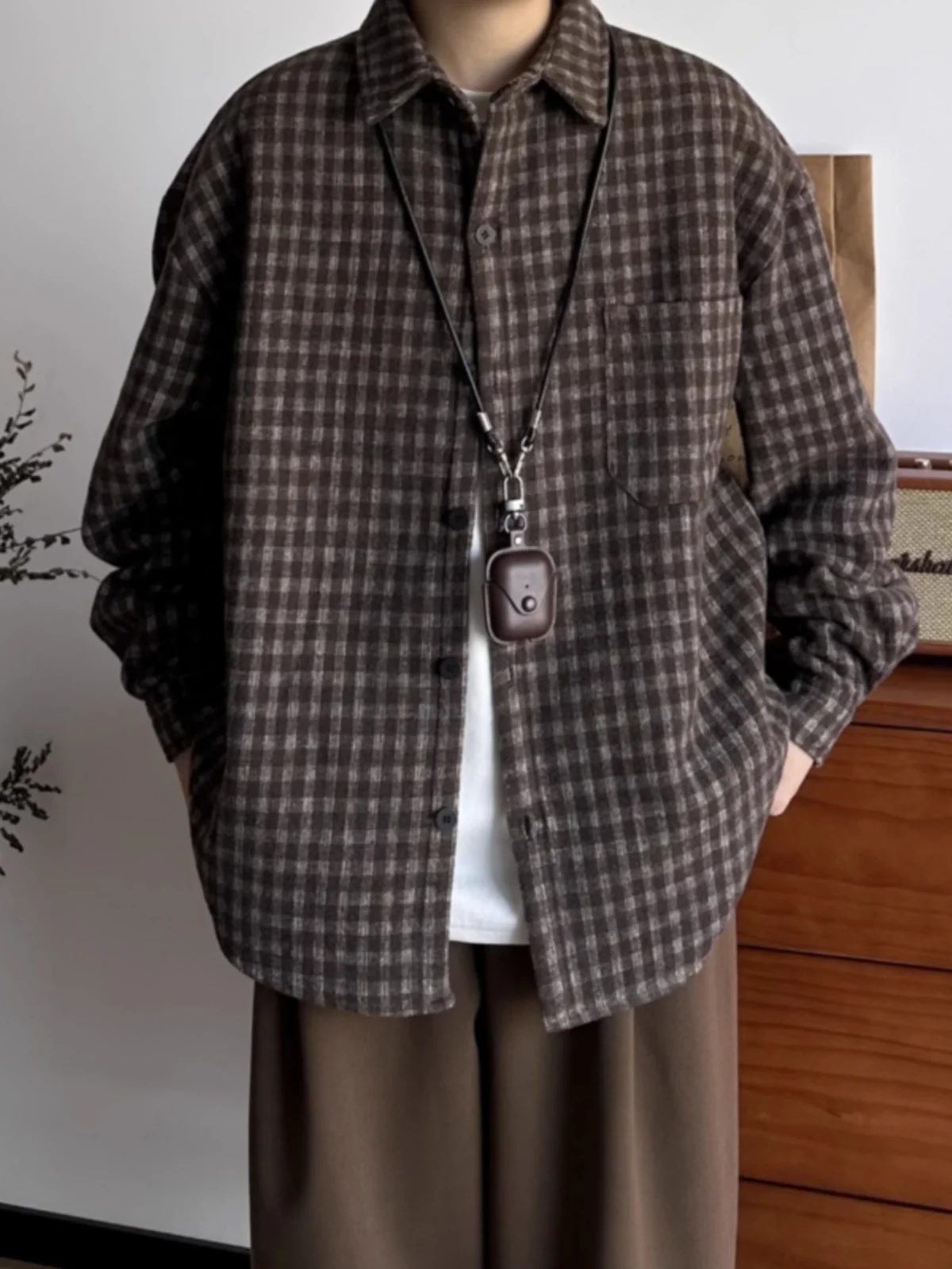 

East Japan Sle Men's Cheered Long Sve irt Spring Autumn Loose Casual Brued Versatile irt for Youth Spring Faion