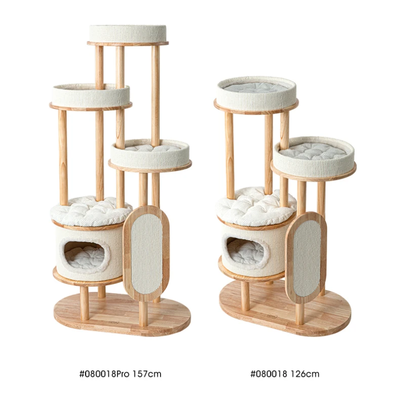 Solid Wood Column Cat Climbing Frame with Cat Scratching Board Multi-layer Cat Tree House Multi-cat Nest Climbing Frame