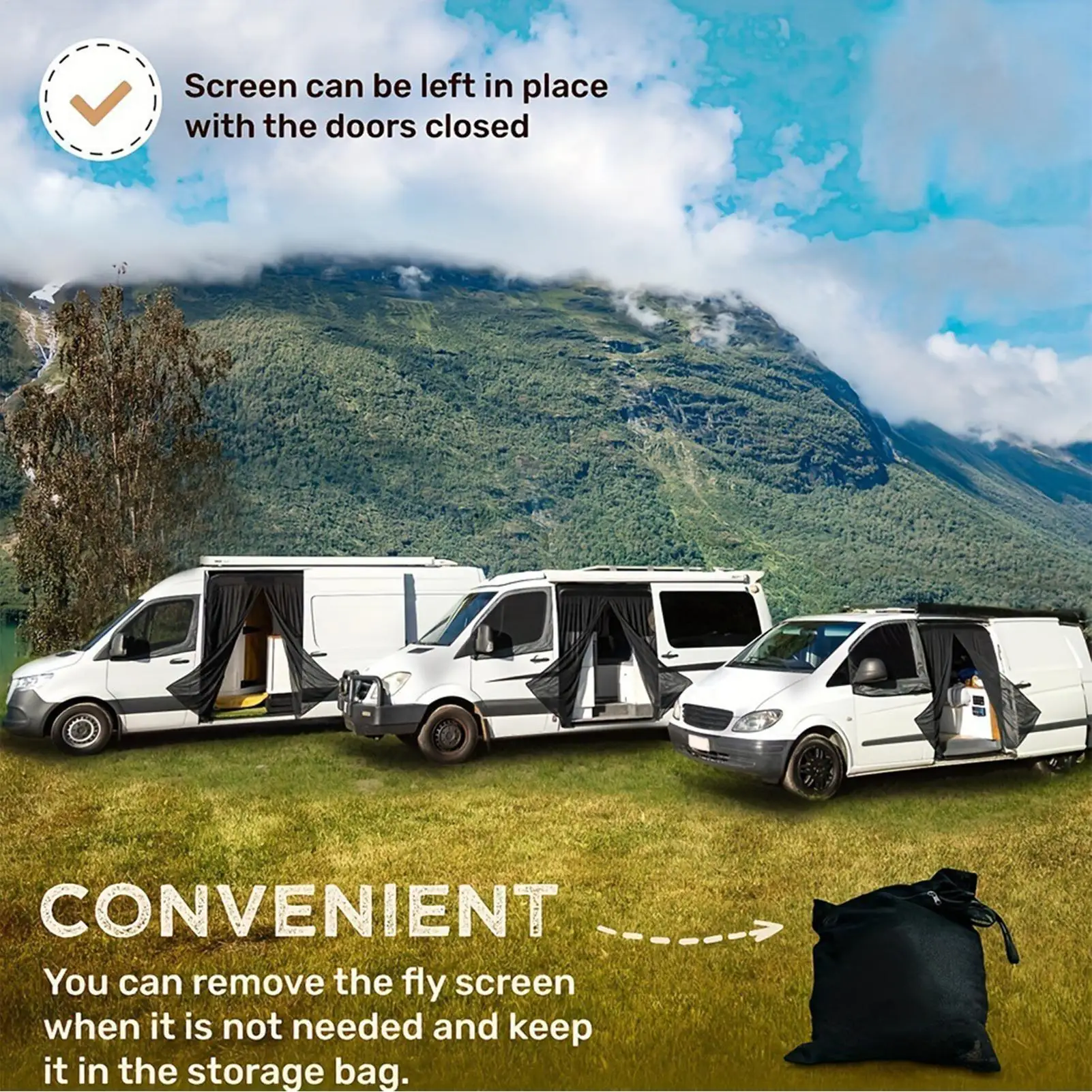 

RV Screen Door Replacement UV-Resistant Net Vehicle Accessories RV Side Door Fly Protection Net For Camping Outdoor Adventure