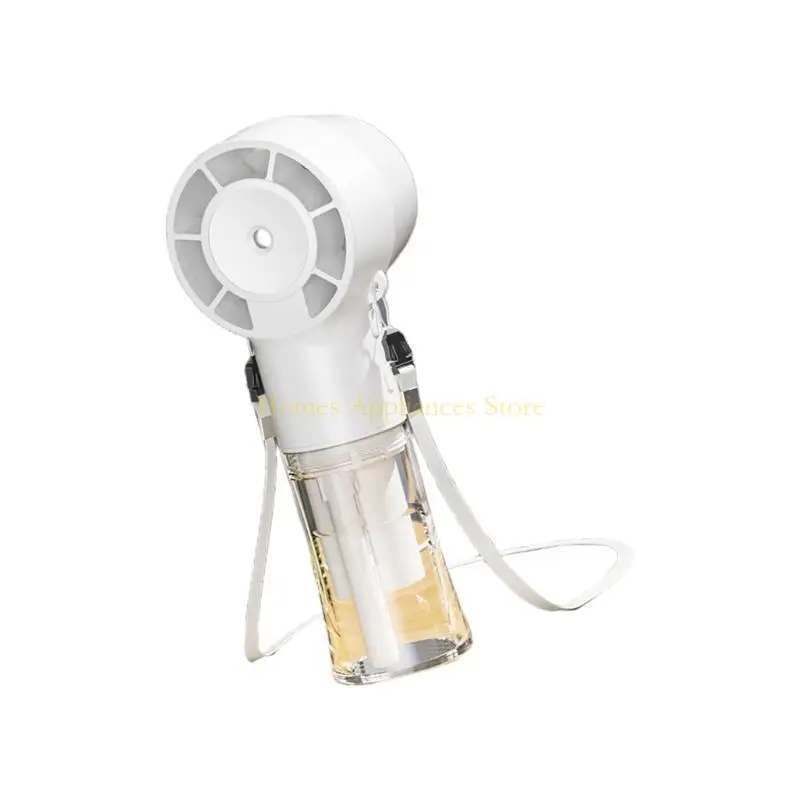 D0AB Fan Handheld Neck pendurado fã névoa recarregável USB para viagens e uso academia