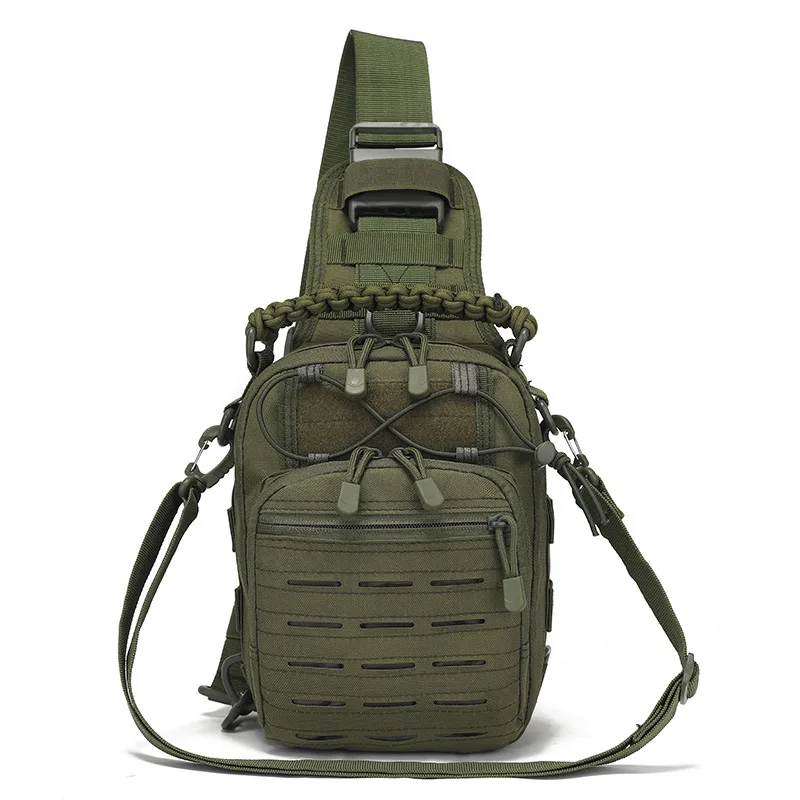 

Single Shoulder Diagonal Straddle Outdoor Portable Riding Camouflage Outdoor Sports Small Chest Handbag Laser Punching Satchel