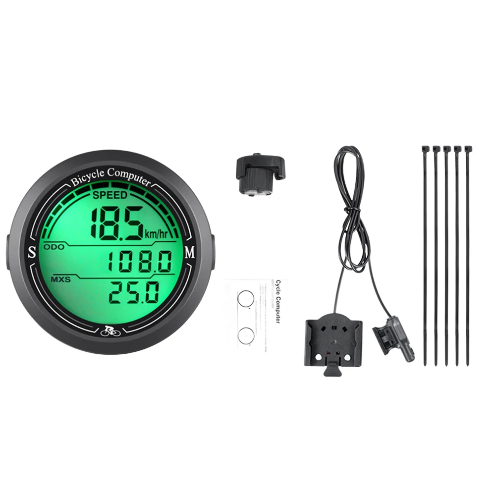 

Водонепроницаемый велосипедный спидометр с дисплеем с подсветкой, отслеживанием расстояния скорости и одометра. Дизайн установки руля.