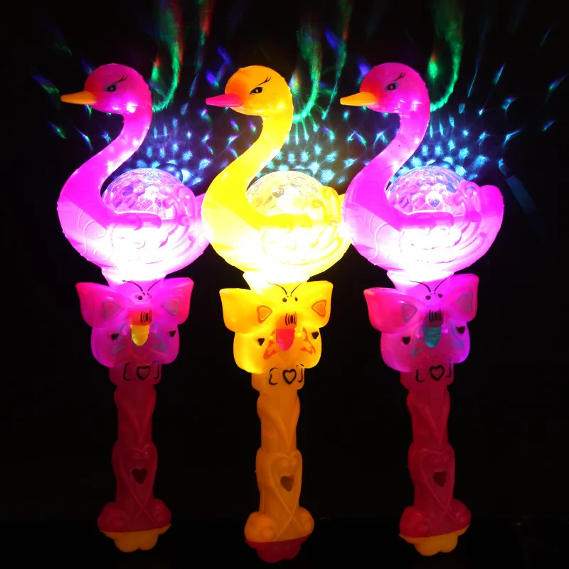 Children's Light-emitting Magic Wand Creative LED Flash Swan Projection Magic Wand Party Cheering Props Light-emitting Toys