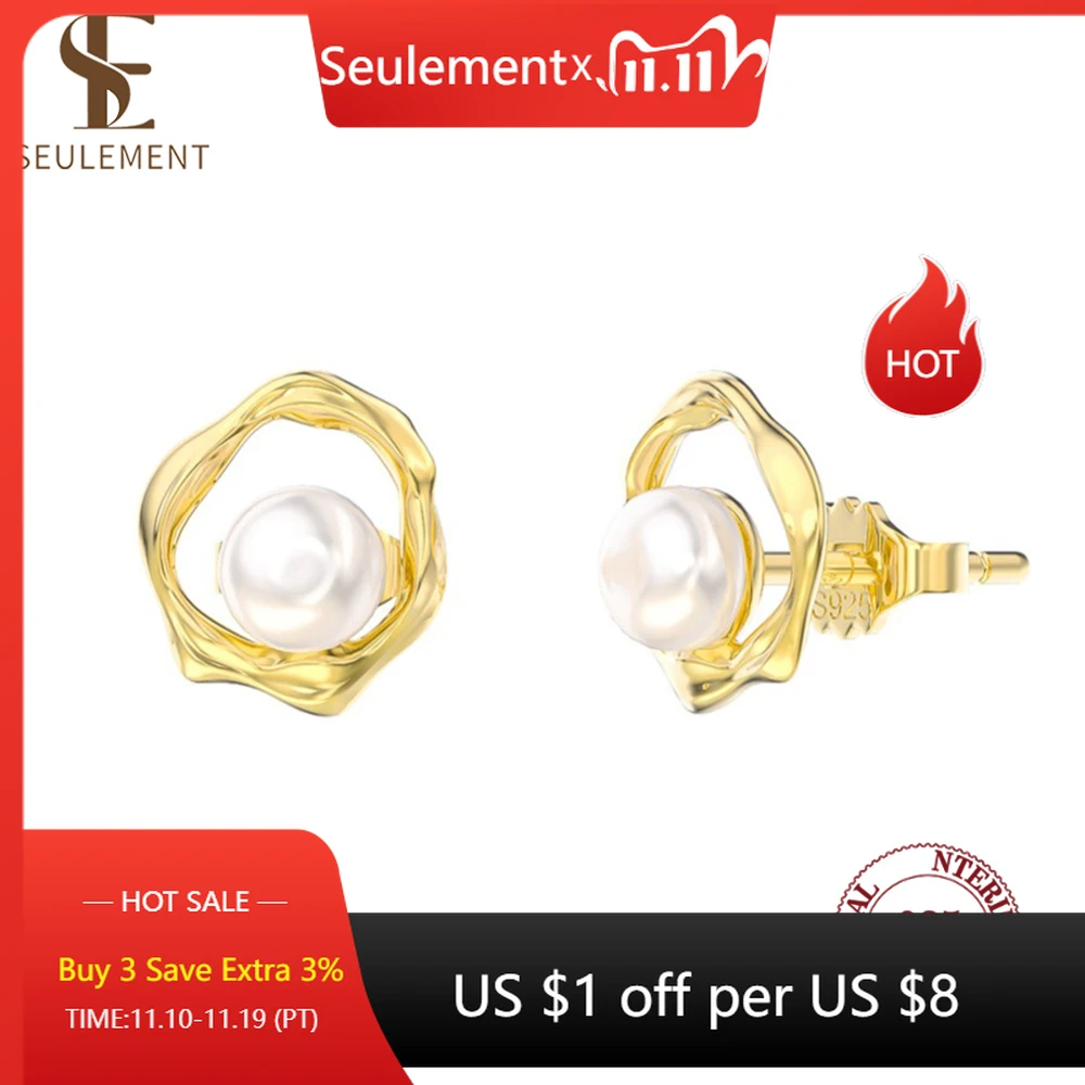 

Серьги-гвоздики с натуральным пресноводным жемчугом, стерлинговое серебро 925 пробы, серьги с геометрическим дизайном, персональные ювелирные аксессуары