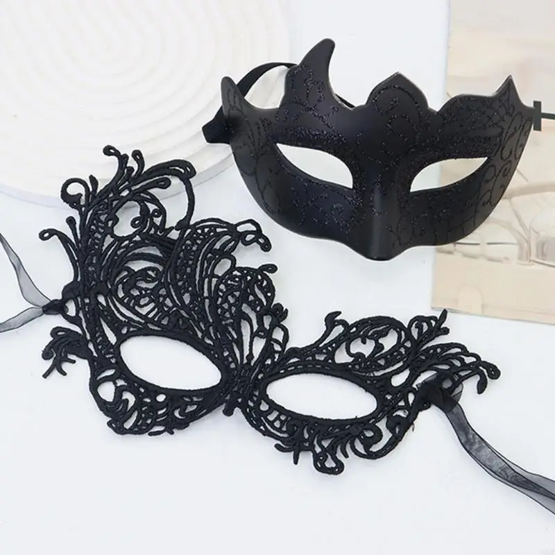 2pcs / set Halloween Masquerades Masque pour les hommes Men femmes Vénitiens masque Cosplay Costume Accessoires Party Masque