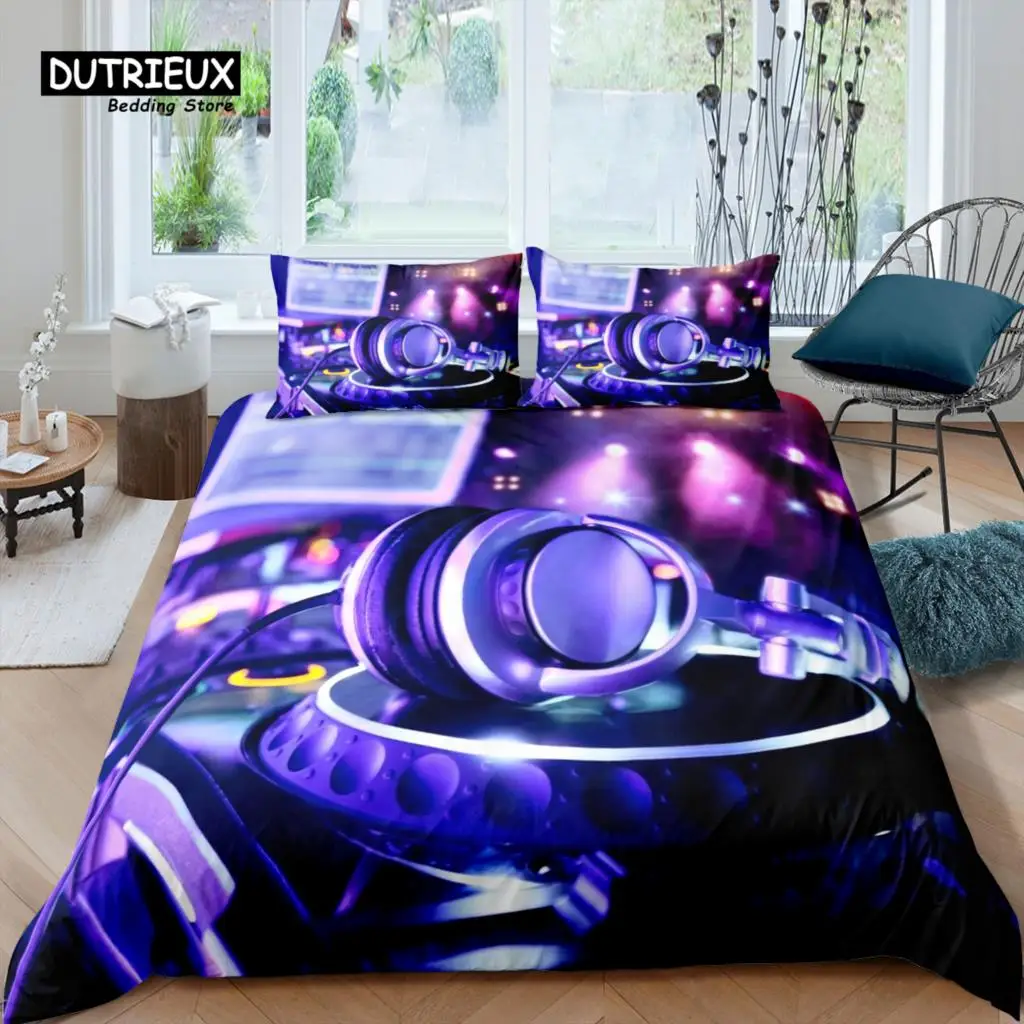 Home Living Luxury 3D DJ Earphone Bedding Set Music Duvet Cover Pillowcase Queen and King EU/US/AU/UK Size Comforter Bedding