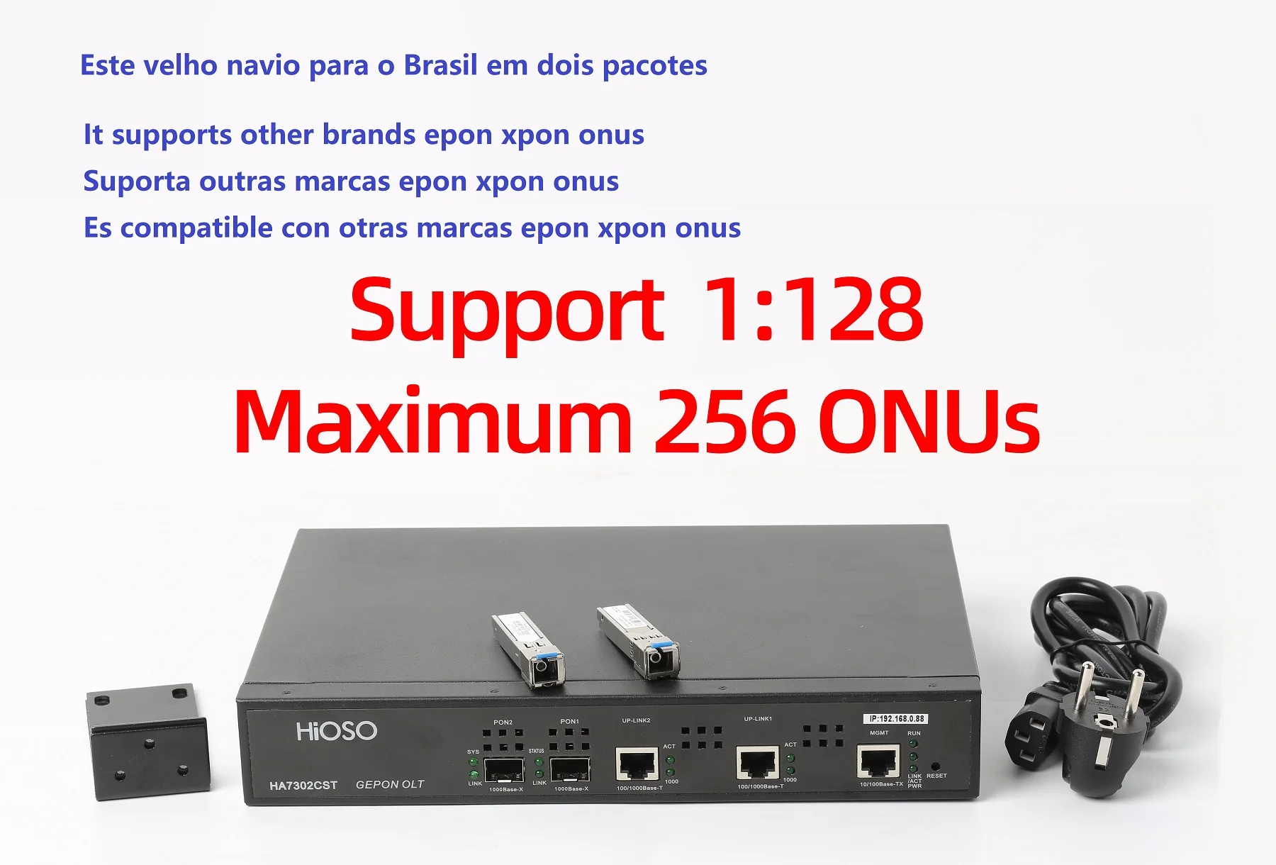 Imagem -06 - Hioso-epon Mini Portas Gepon Olt Supply Outra Marca Onu 1:128 2pon