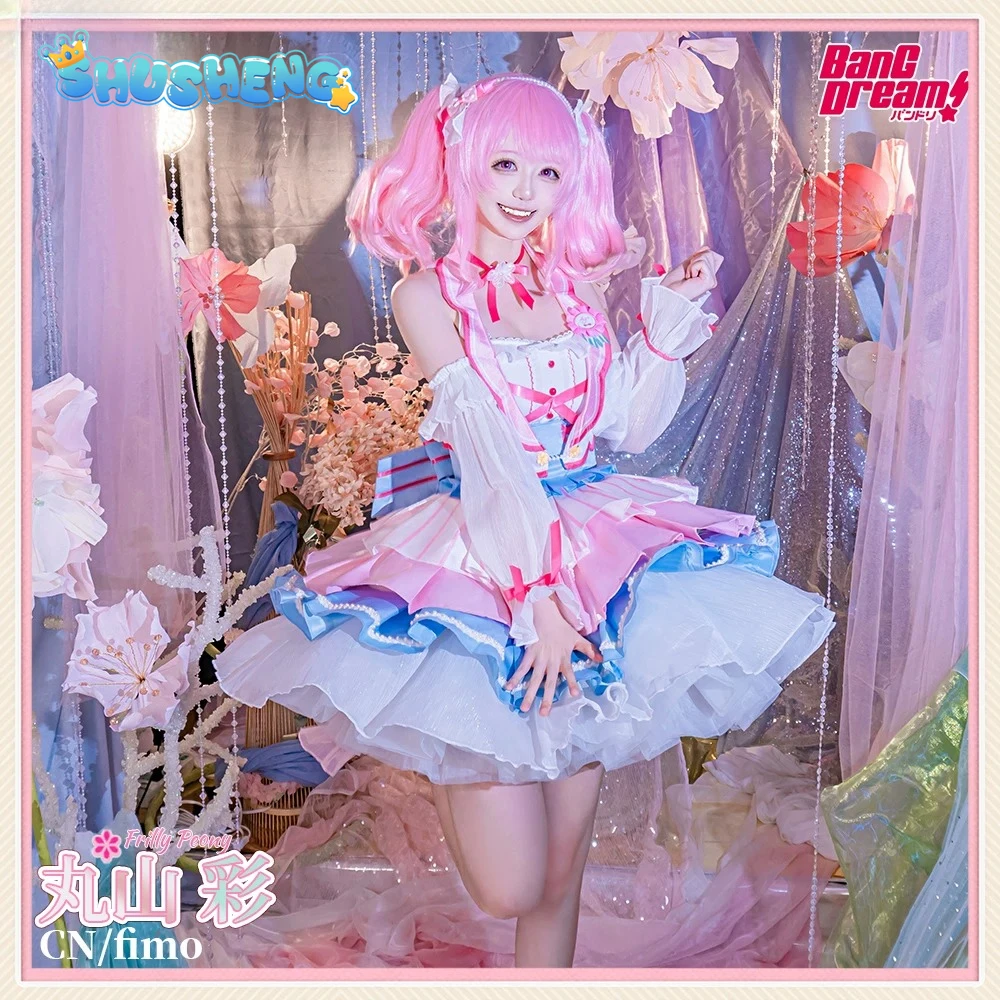 

Maruyama Aya Pink Lolita BanG Dream Cosplay Costume Women Cute Party Dress Suit Anime Clothing Halloween Carnival Uniform Woman