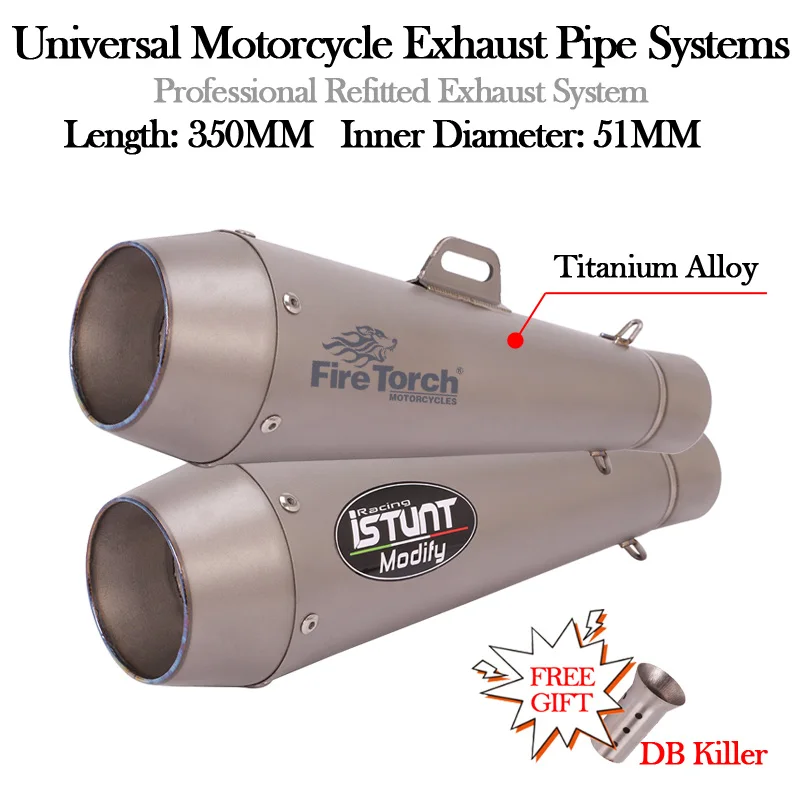 Slip-On Universal Motorcycle Titanium Alloy Exhaust Pipe Escape Moto Muffler DB Killer For Z900 GSXR1000 R1 MT07 MT09 M4 Exhaust