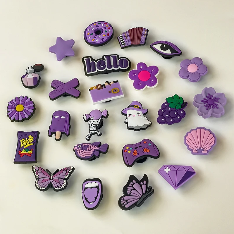 1pcs PVC Purple Ghost Shoe Charms Perfume Diamond Shoe Decorations Pins for Women Men Kids Sandal Clog Buckles Accessories Gifts