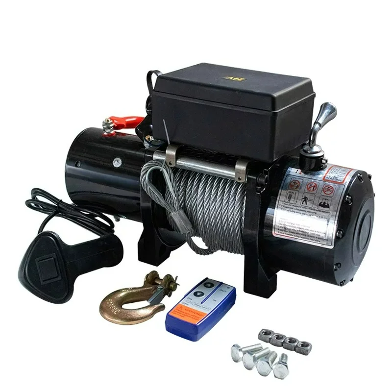 Electric Winch 12V Electric Hoist 24V Winch Motor 1100W Horizontal Traction 3000 Lbs