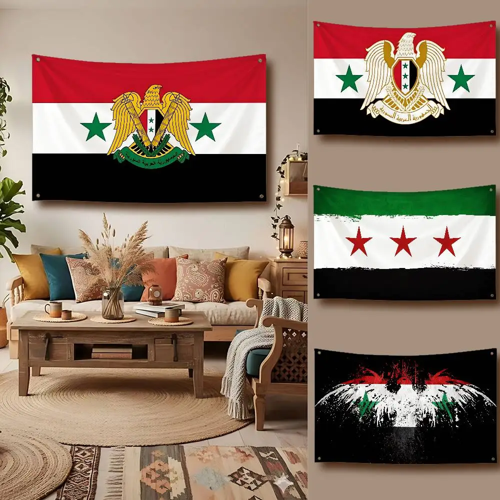 The Syrian Arab Republic Syrian Flag Polyester Printed Banner For Decor Tapestry Dorm Room Bedroom