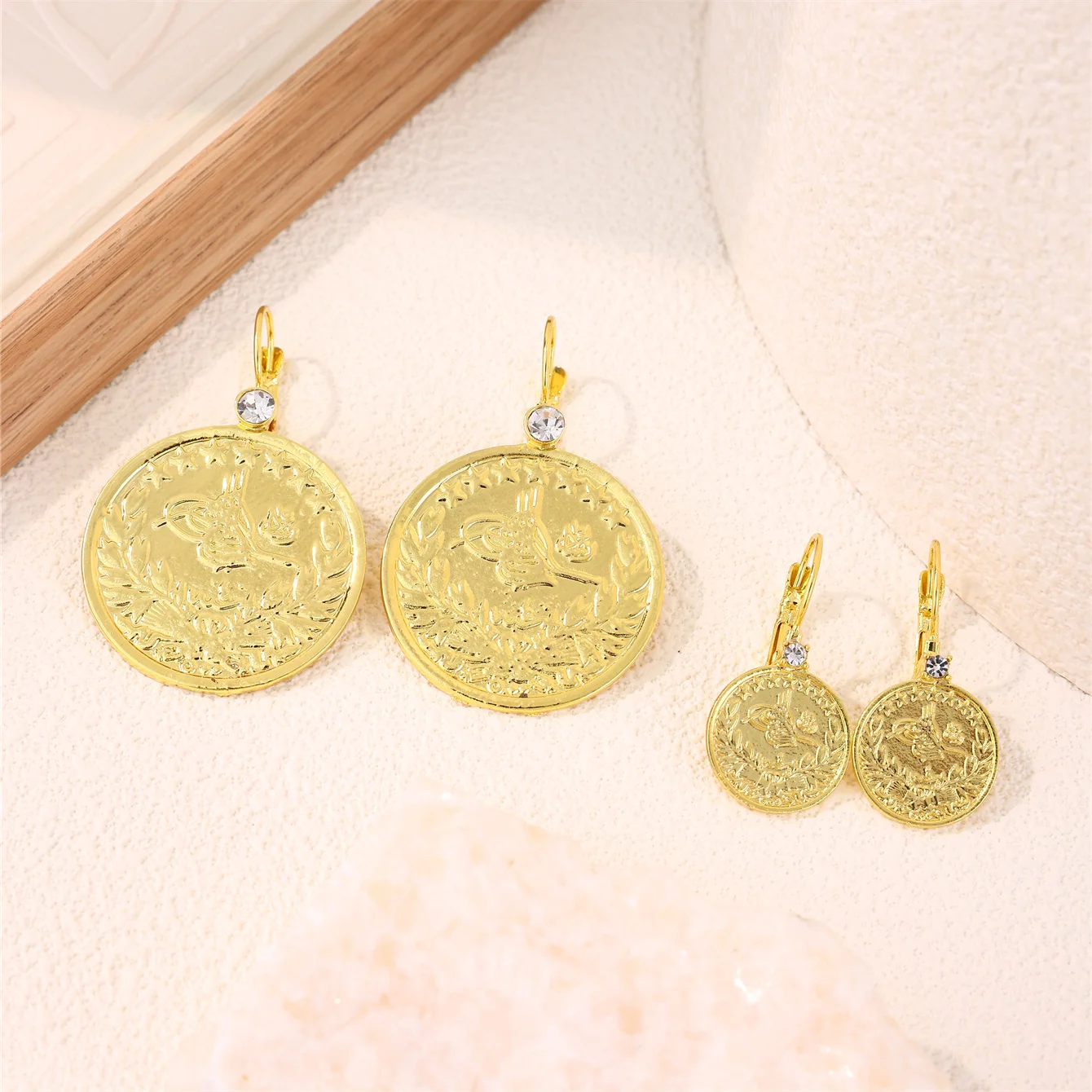 Turkish Coin Shaped Earrings Retro Ladies Round Earrings Aristocratic Bride Ear Decorations