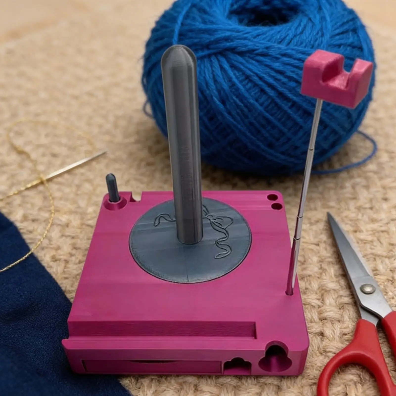 Yarn Spool Holder Portable Knitting Supplies Yarn Ball Holder Anti-Slip Pads for Women Girls Beginners Knitter Crocheter Craft
