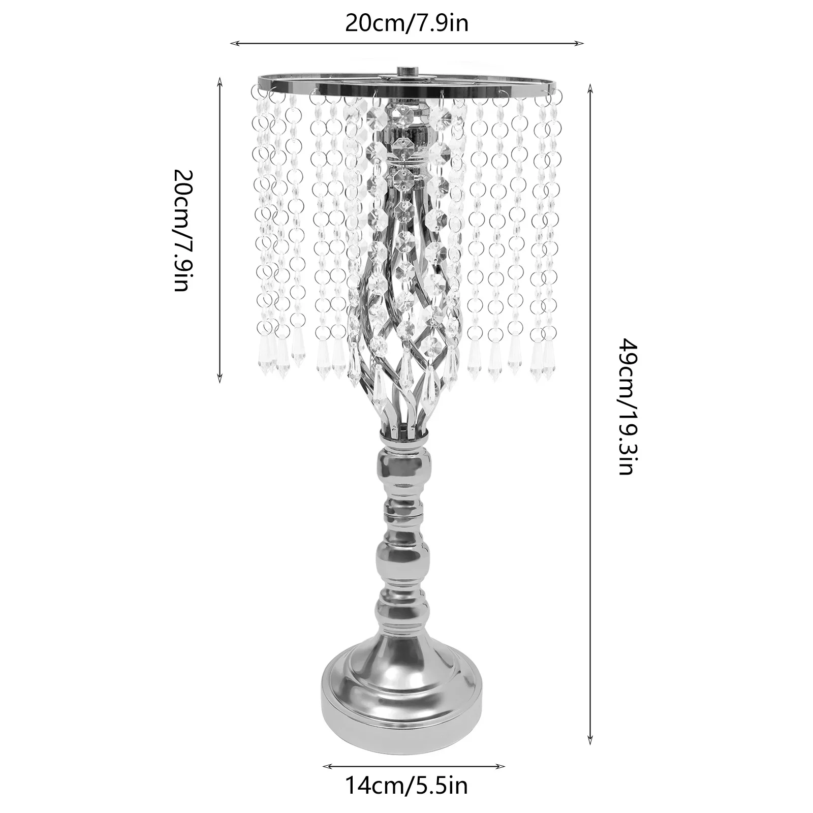 10 قطع زهور كريستال فضية مقاس 19.3 بوصة - قطع مركزية لحفلات الزفاف، مزهريات أكريليك حديدية لديكور المنزل وحفلات عيد الميلاد