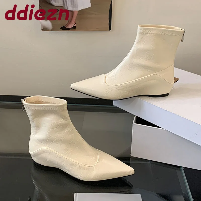 

Модная обувь, увеличивающая рост, женские современные ботильоны, женские эластичные короткие ботинки с острым носком, женская обувь на молнии