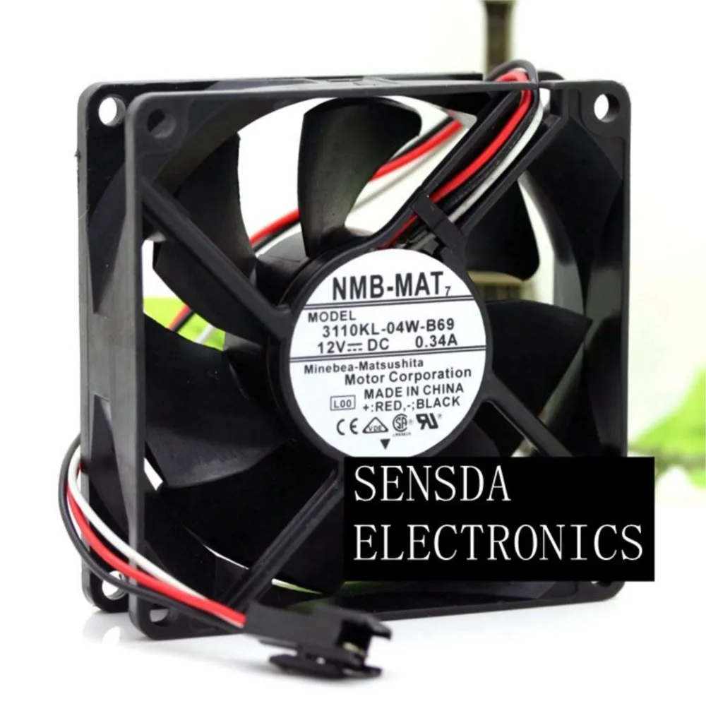 

8cm Axial Case Fan For Servers/Inverters/CPU NMB 3110KL-04W-B69 80mm 12V DC 42CFM 43dBA