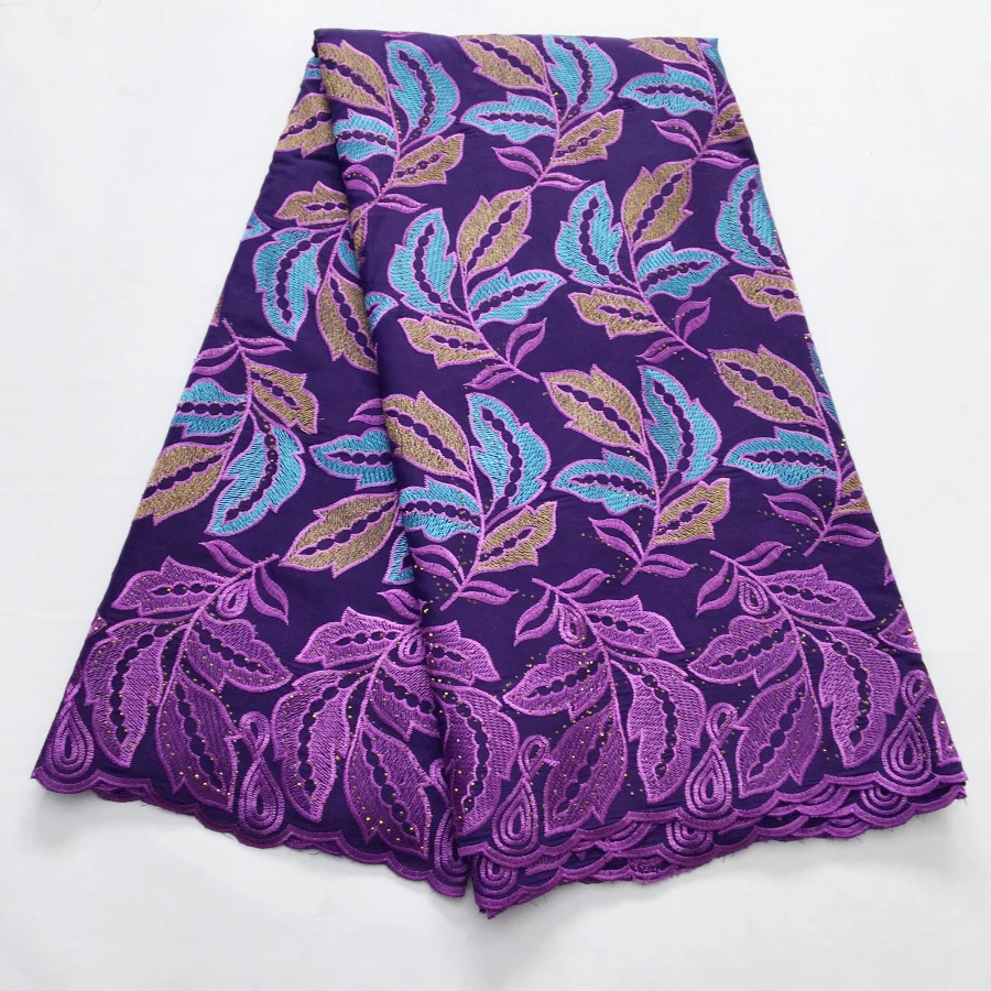نسيج دانتيل قطن أفريقي - دانتيل سويسري مطرز، أنماط زهور وأوراق شجر نابضة بالحياة للعرائس، فساتين المهرجانات #6
