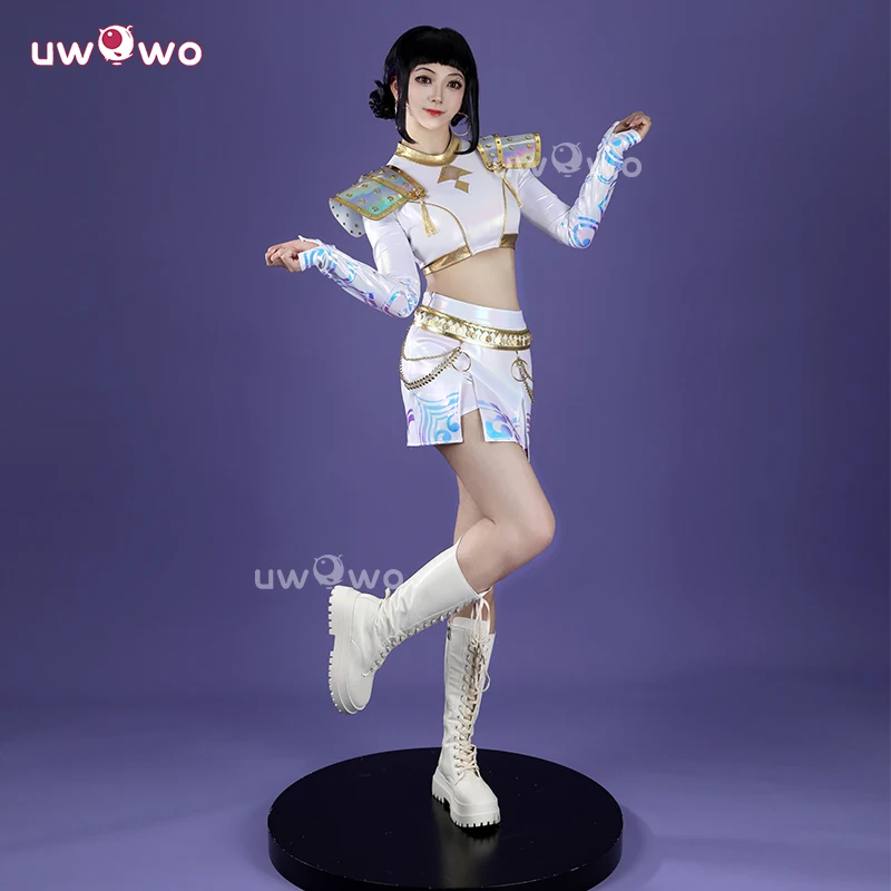 UWOWO Zoey Cosplay Collab Series: Kpop Huntrix Zoey Biały Holograficzny Kostium Cosplay na Występ XS-3XL Kostium na Halloween