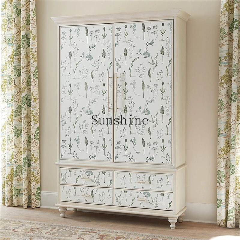 

French retro solid wood wardrobe hand-painted guest restaurant small apartment stylish and simple