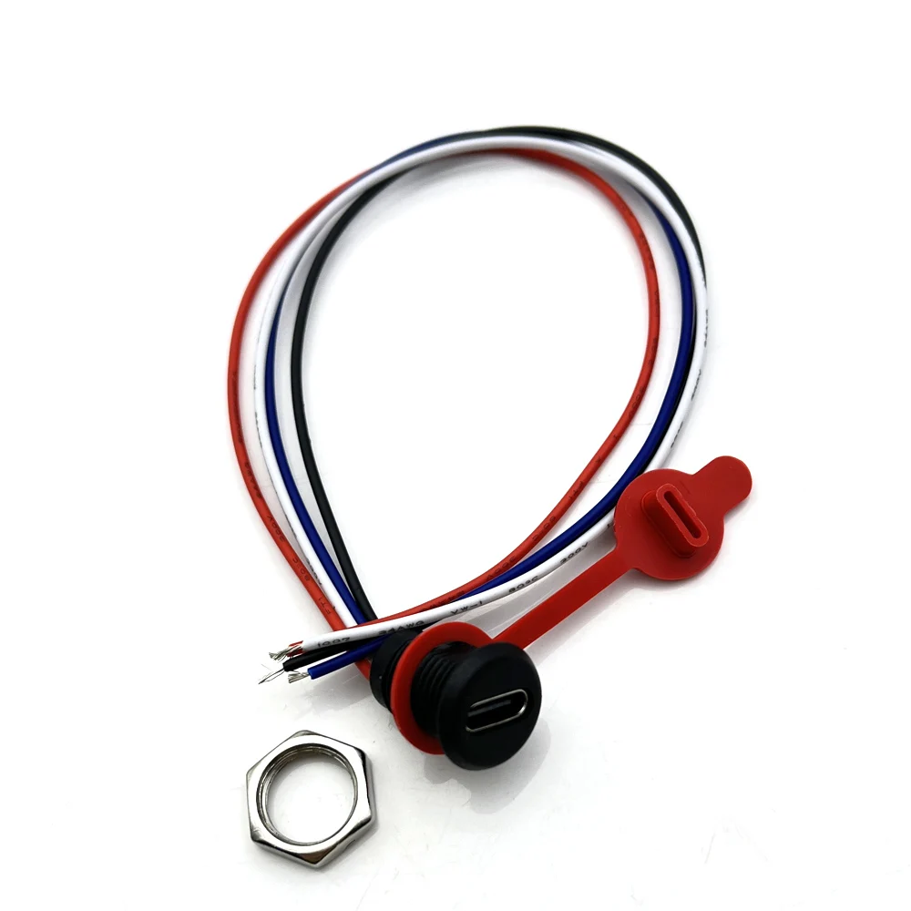 USB-C 고전류 충전 소켓, PH2.0 너트 스냅 잠금 플레이트, 2/4 핀 TYPE-C 암 C 타입 방수 암 커넥터 잭