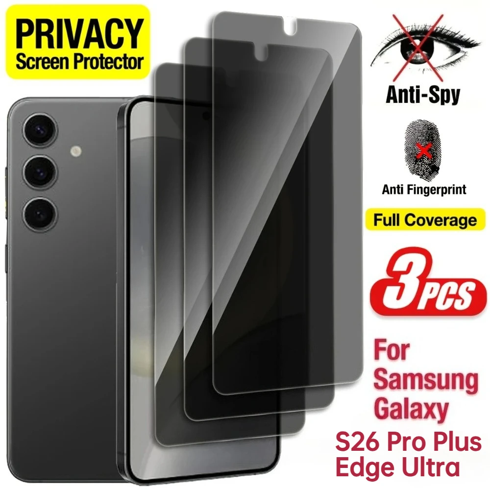 

3PCS Privacy Screen Protectors Made Tempered Glass for Samsung Galaxy S26 Plus Ultra Edge Plus Anti-spy Glass Screen Protector