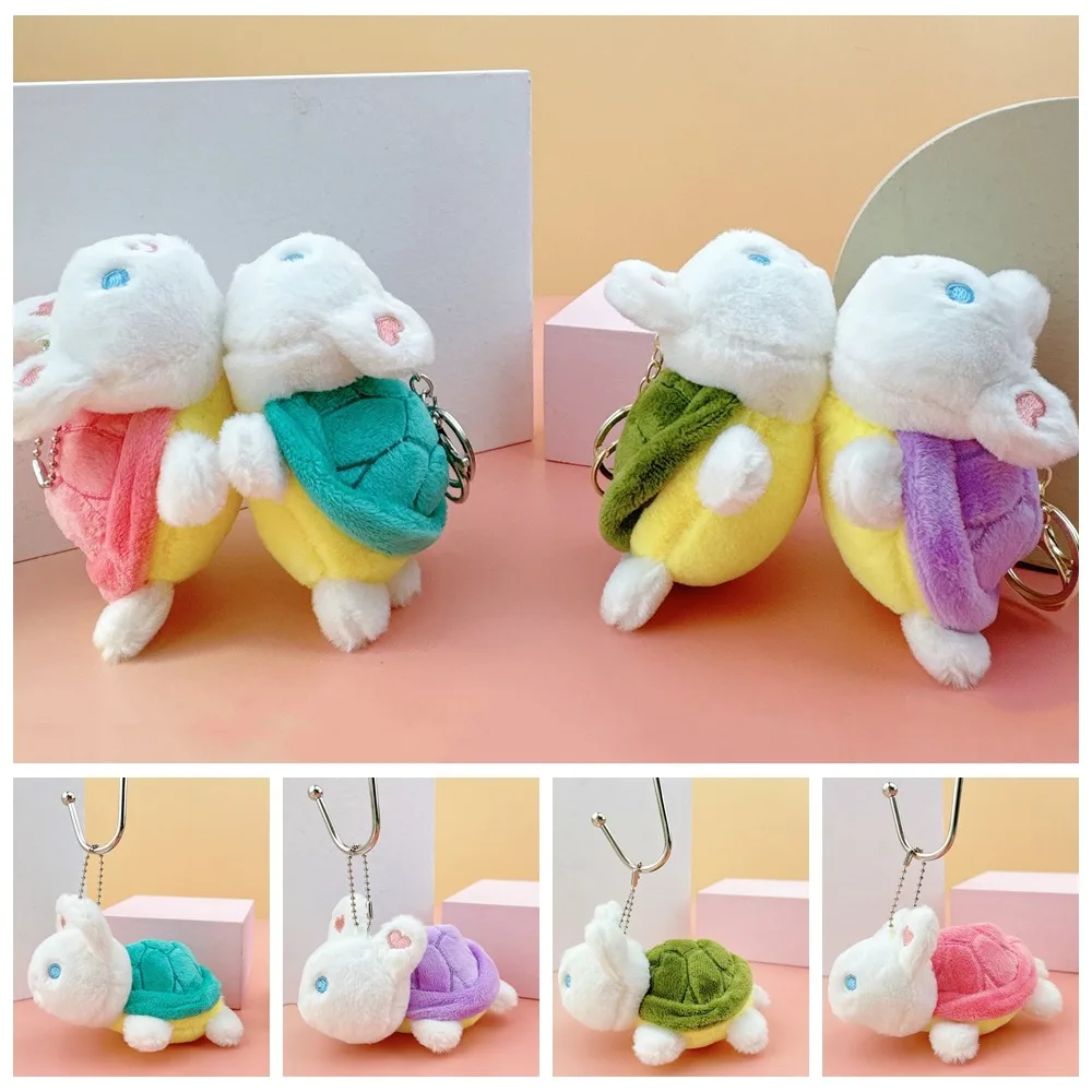 Cartoon Turtle Rabbit Plush Pendant Stuffed Bag Hanging Plush Doll Keychain Creative Cute Plush Toy Keyring Car Key Pendant