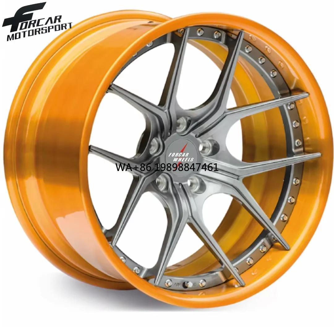 

Big Capacity Two-Piece Gold Color All Size Forcar Custom Worth Buyingh Lightweight Alloy Forged Wheels Rims