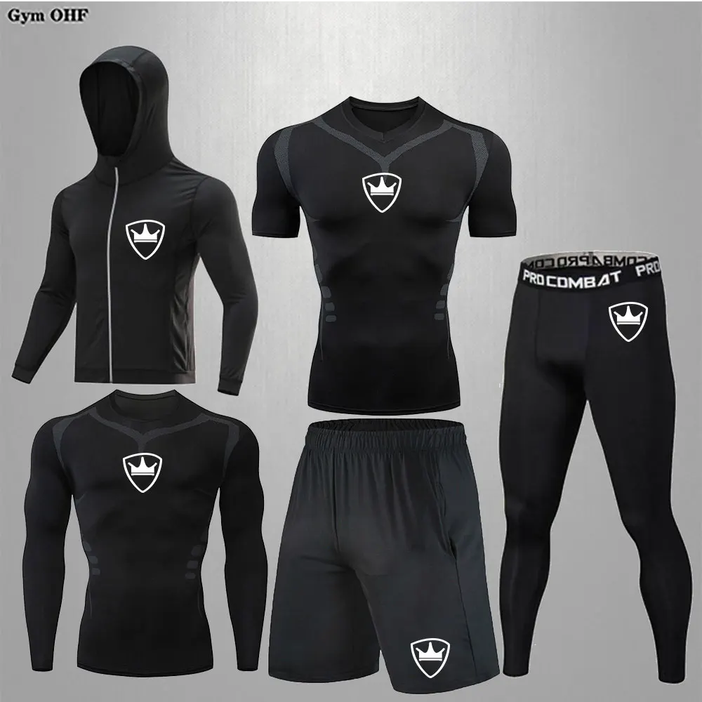 Men's Sets Compression Clothes Quick Drying Men's Basketball Sportswear Gym Training Tights Rashguard jiu jitsu Boxing Sets